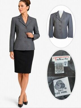 Vtg. Talbots Gray Blazer Wool Classic Quiet Luxury Old Money Career Quality Sz 6